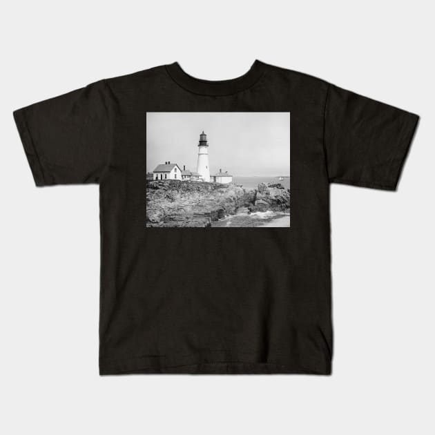 Portland Head Light, 1902. Vintage Photo Kids T-Shirt by historyphoto